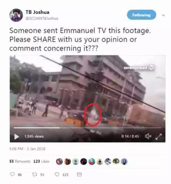 Video Of "Strange Ghost" At Entrance Of Synagogue Church Sent To TB Joshua